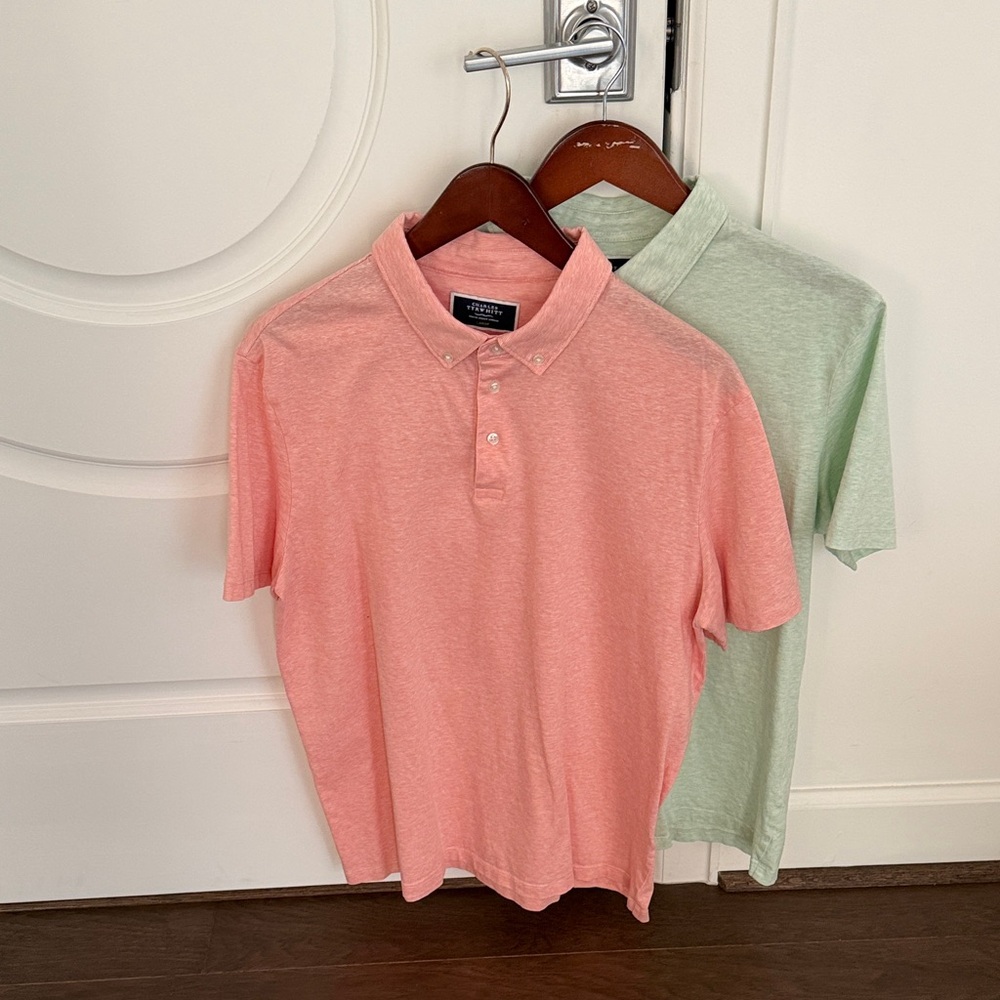 Charles Tyrwhitt Pink and Mint Green Short-Sleeve Polo Pair